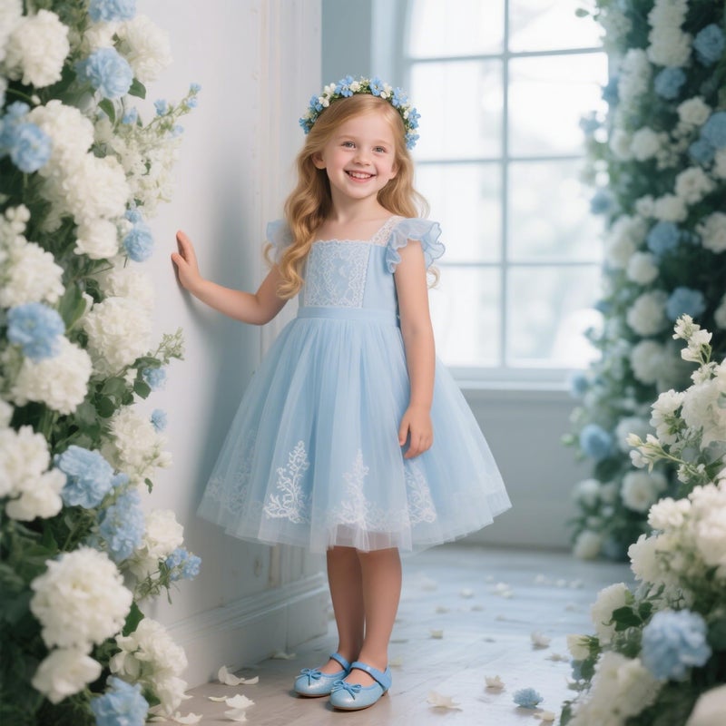 Otter MOMO Toddler/Little Girls Mary Jane Ballerina Flats Shoes Slip-on School Party Blue Dress Shoes Size 5 - Image 3