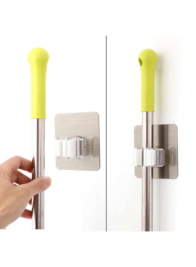 Multi Purpose Wall Mounted Mop Hanger White/Silver - Image 2