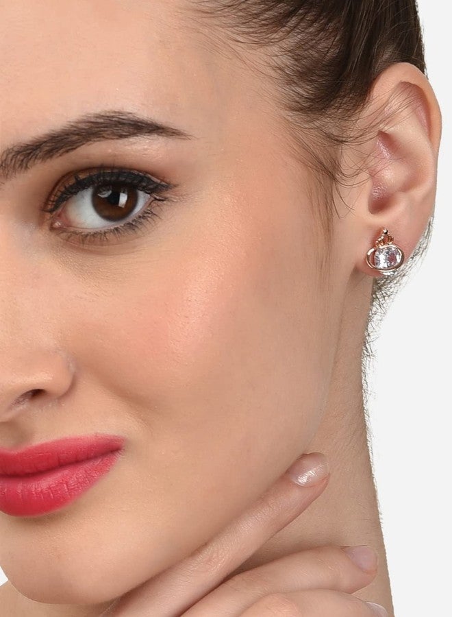 Zaveri Pearls Set of 3 Rose Gold Contemporary Stud Earrings For Women-ZPFK12819 - Image 5