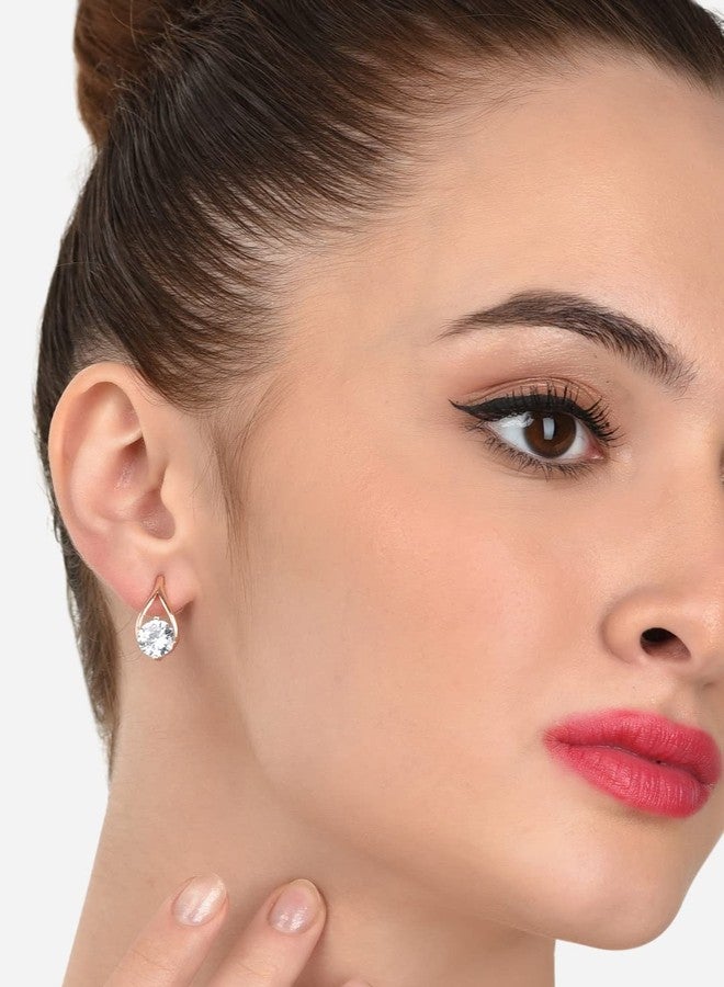 Zaveri Pearls Set of 3 Rose Gold Contemporary Stud Earrings For Women-ZPFK12819 - Image 3