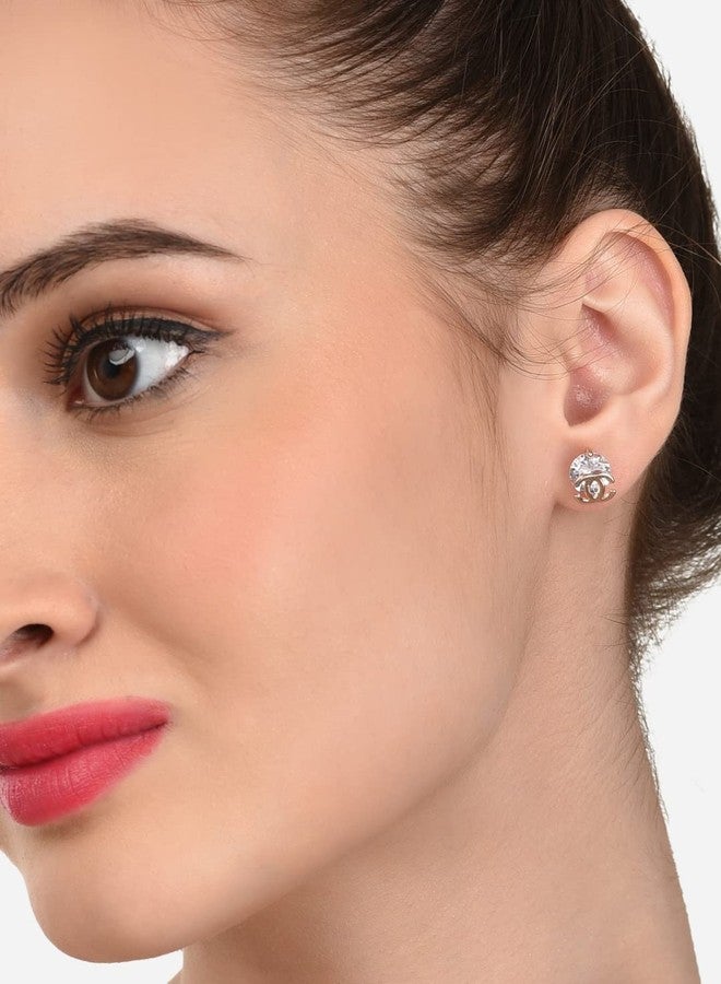 Zaveri Pearls Set of 3 Rose Gold Contemporary Stud Earrings For Women-ZPFK12819 - Image 4