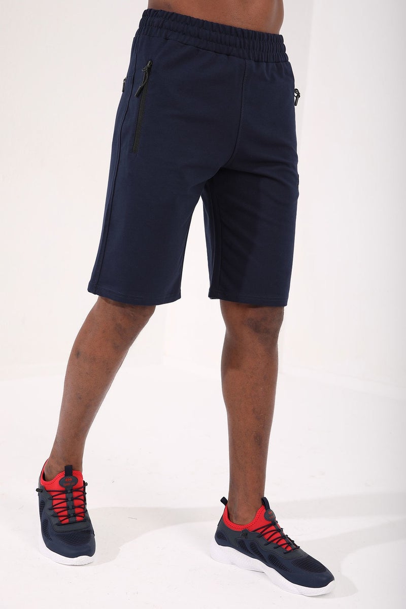 Tommy Life Indigo Men's Hidden Zipper Back Pocket Lace-Up Standard Fit Shorts-81136  - Image 2