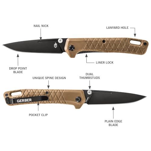 Gerber Gear Zilch Folding Pocket Knife, 3.1 Inch Plain Edge Blade, Coyote Brown - Image 3