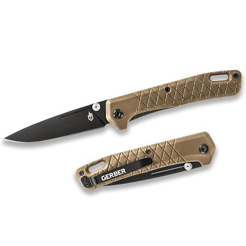 Gerber Gear Zilch Folding Pocket Knife, 3.1 Inch Plain Edge Blade, Coyote Brown - Image 1