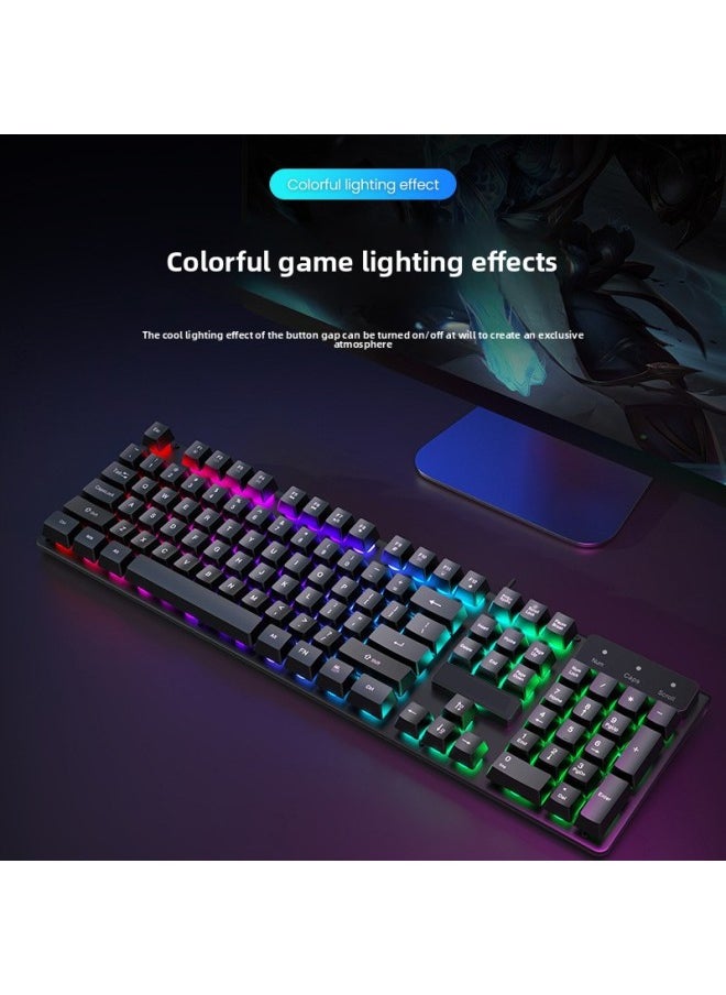 Generic - Electric Sports Backlit Game Wired Keyboard Keyboard Mouse Suit Mechanical Feel Desktop Notebook Computer Office Mute No-Color:Black Upgraded Version (mixed Light + Texture Upgraded Metal Panel) * E-sports Micro-movement 26 Keys Without Punching * Two-year Warranty - Image 1