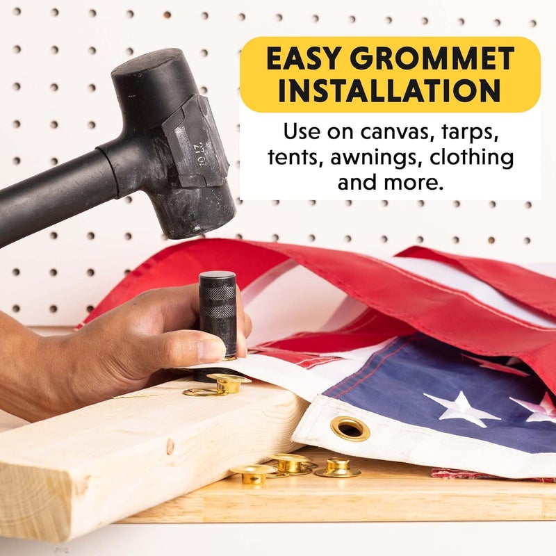 General Tools 71264 Brass Grommet Kit with 12 Solid Grommets and Hole Cutter, 1/2-Inch - Image 2