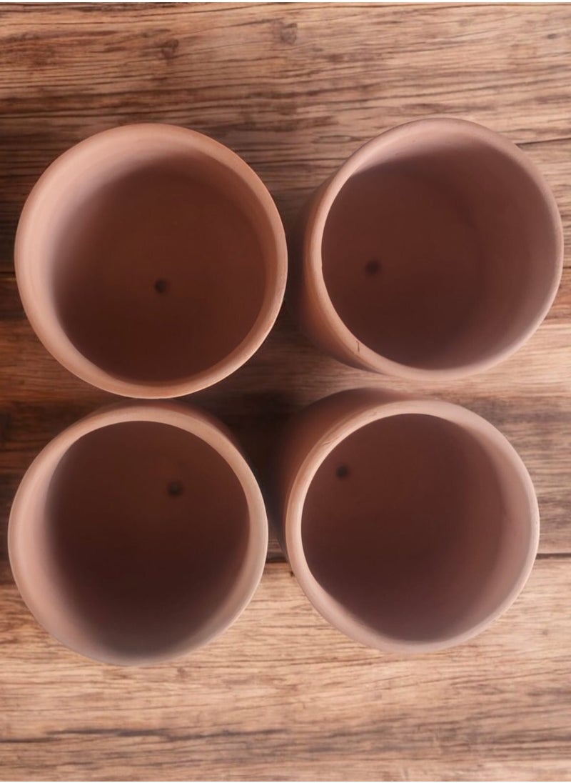 Generic 4 Pottery Planter Pots - 10cm for Office Decor, Kitchen Accessories, Home Decor, Fired Clay  - Image 4