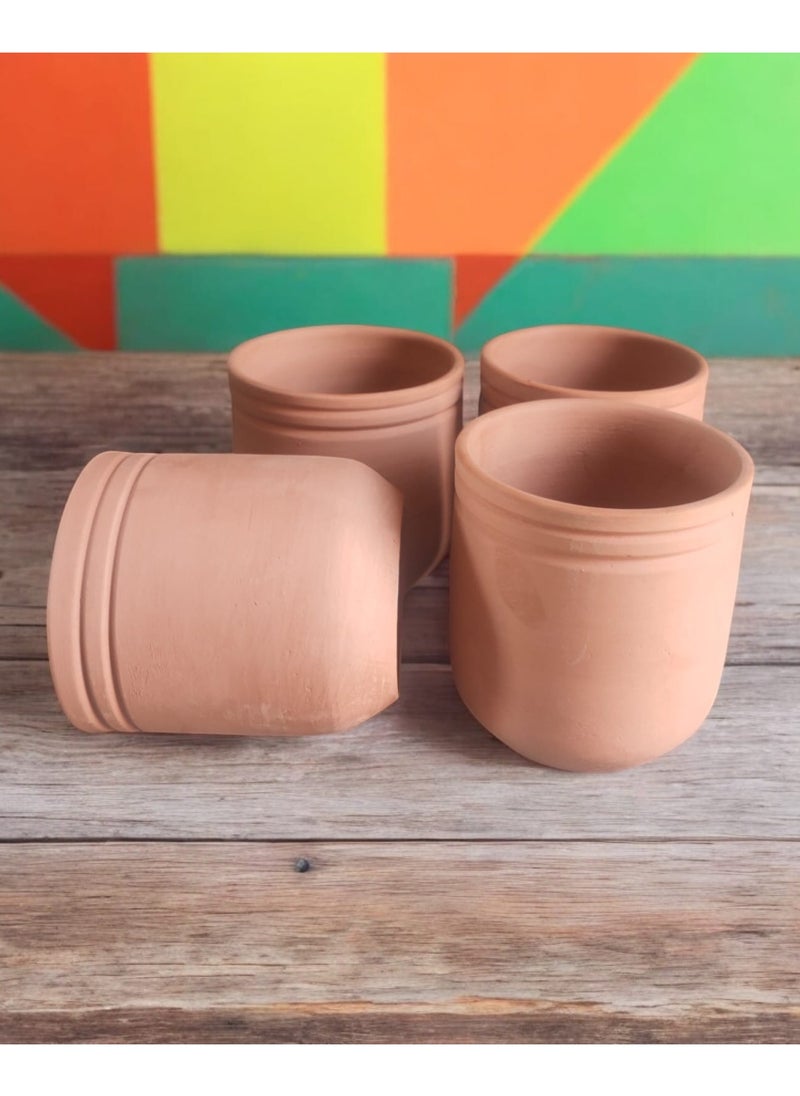 Generic 4 Pottery Planter Pots - 10cm for Office Decor, Kitchen Accessories, Home Decor, Fired Clay  - Image 1