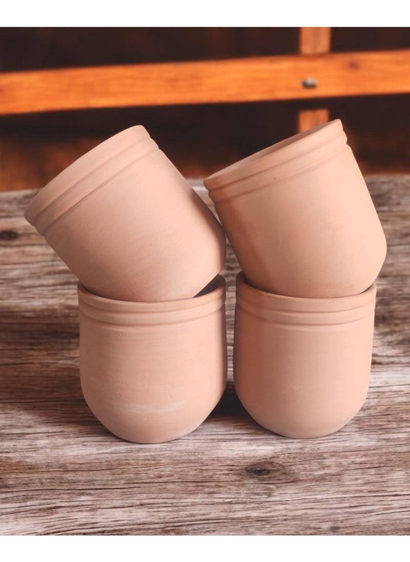 Generic 4 Pottery Planter Pots - 10cm for Office Decor, Kitchen Accessories, Home Decor, Fired Clay  - Image 2