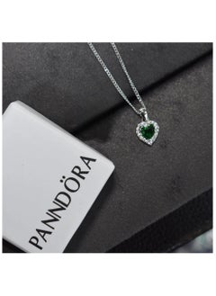 PANDORA "Vibrant Connection: The Pandora Necklace with Green Heart in Silver 925 - A Beautifully Crafted Symbol of Growth and Harmony, Expertly Designed to Add a Touch of Fresh Elegance to Your Jewelry Collection, Perfect for Celebrating Special Moments and Cherished Relationships."  - Image 2