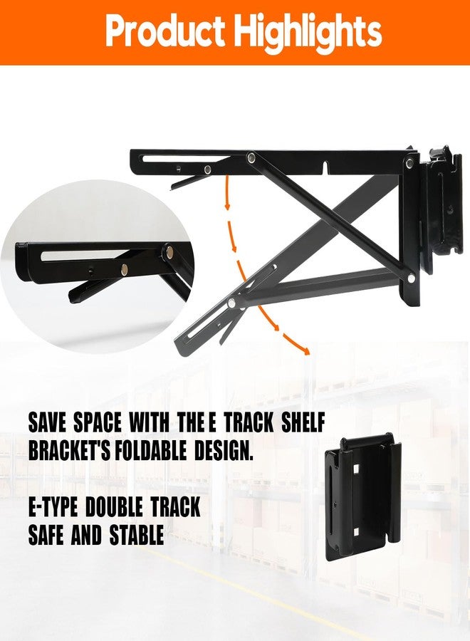 Fistihon 11.5 Inch Double Fittings E Track Shelf Bracket - Durable Hinged Collapsible Table Brackets - 4 Pack Black Powder Coating E-Track Accessories for etrack Workbench Shelves - Image 4