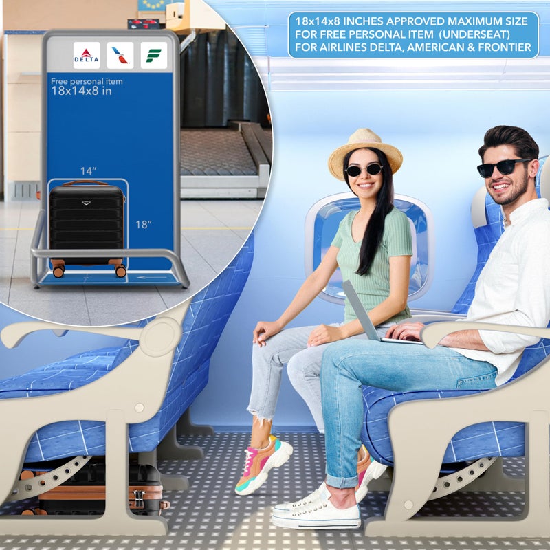 Flight Knight حقيبة سفر طيران نايت المحمولة 18x14x8 مع قفل TSA مدمج ومنفذ USB وخفيفة الوزن وعجلات مزدوجة صامتة وحقيبة أقصى حجم تحت المقعد معتمدة من أمريكان يونايتد باللون الأسود/البني - Image 4