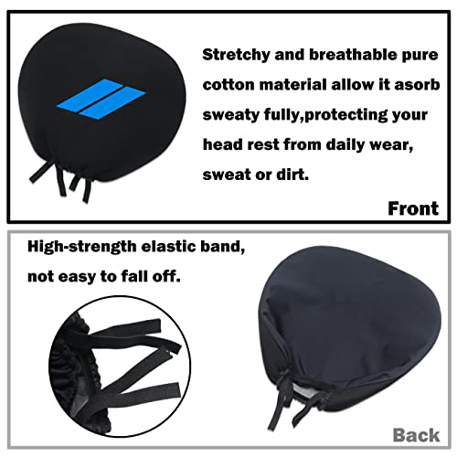YOSRTER Headrest Covers for Dodge Charger Challenger Durango Accessories Soft Black Fabric Head Rest Cover Universal Fit to All Car/Truck Models 2 Pack(Blue Trim) - Image 5