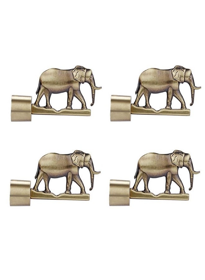 FERIO FERIO Elephant Design Zinc Alloy Curtain Bracket/Holder for Door and Window 1 Inch Rod Size Brass Antique Finish Set (Pack of 4) - Image 1