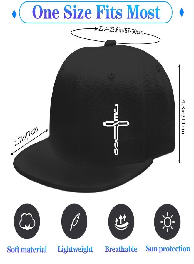 FACITE Snapback Hats for Men Christian Hats Jesus Cross Hat Flat Bill Brim Hats for Men Cool Fitted Hat Black Baseball Cap Boys Trucker Women Workout - Image 2