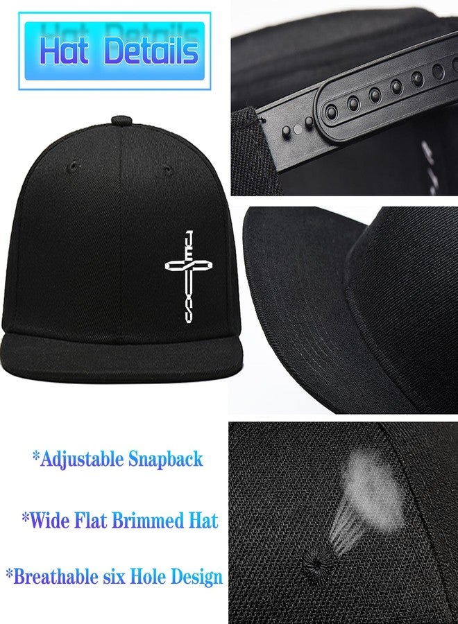 FACITE Snapback Hats for Men Christian Hats Jesus Cross Hat Flat Bill Brim Hats for Men Cool Fitted Hat Black Baseball Cap Boys Trucker Women Workout - Image 5