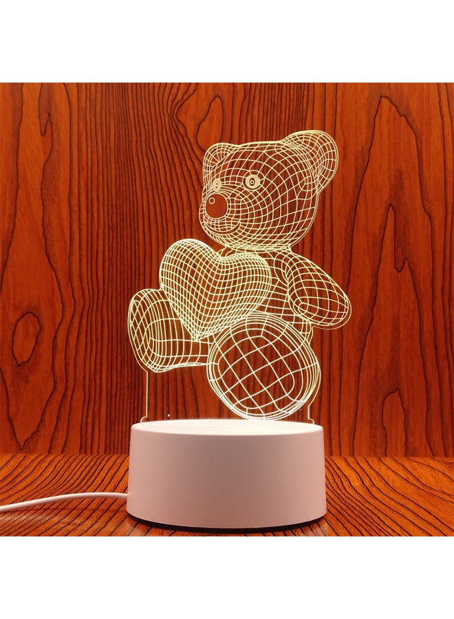Swan Night Light Plug USB Bedside Lamp Creative Girl Cartoon 3D Table Lamp Bedroom LED Gift Lamp-Color:Love Bear-Dimensions:USB Charging Touch 7 Color (with Lithium Battery)  - Image 1
