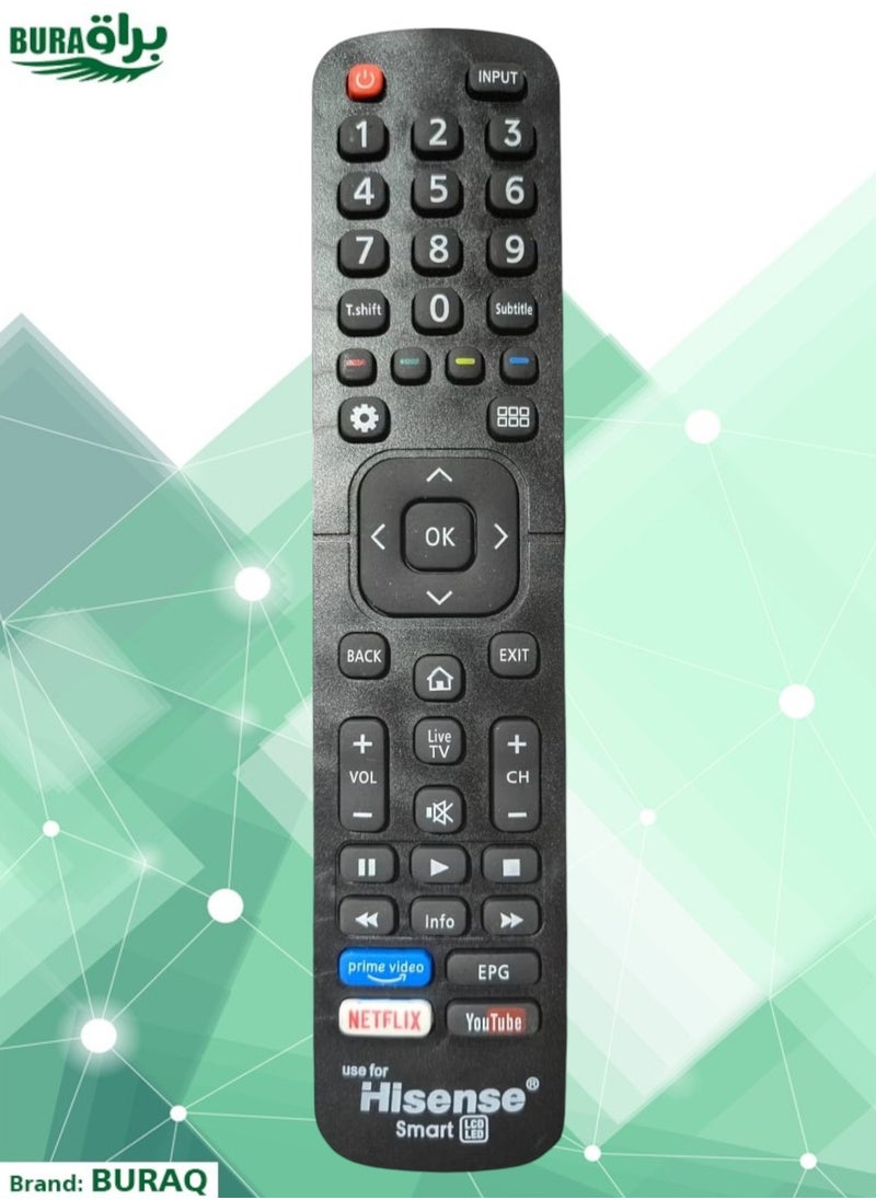 Hisense Smart TV Remote - Replacement Remote Control Compatible For Hisense Television EN2B27 RC3394402 / 01 3139 238 29621 with Netflix & YouTube Prime Smart Keys