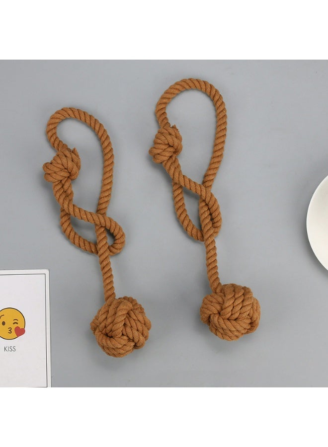 حمالات ستائر 2 حزمة، ربطات ستائر، حاملات ستائر للستائر الحائطية، حمالات ستائر، خيوط قطنية منسوجة يدوياً لربطات الستائر （بني） - Image 2