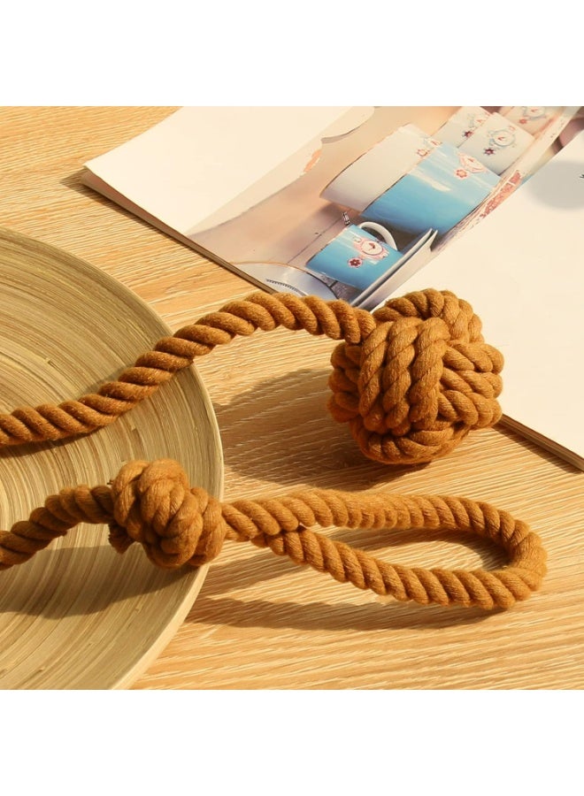 حمالات ستائر 2 حزمة، ربطات ستائر، حاملات ستائر للستائر الحائطية، حمالات ستائر، خيوط قطنية منسوجة يدوياً لربطات الستائر （بني） - Image 4