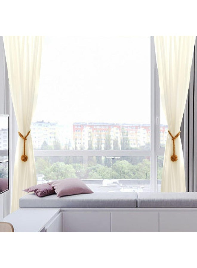 حمالات ستائر 2 حزمة، ربطات ستائر، حاملات ستائر للستائر الحائطية، حمالات ستائر، خيوط قطنية منسوجة يدوياً لربطات الستائر （بني） - Image 3