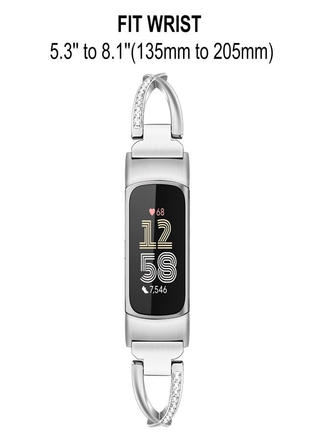 TRUMiRR Women Band for Fitbit Charge 6 / Charge 5, Stainless Steel & Diamond Watchband Replacement Strap for Fitbit Charge 6 / Charge 5 - Image 3