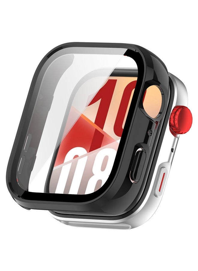 SJet Huawei Watch Fit 4 Case Hard PC Case with Tempered Glass Screen Protectors Full Protective Cover(Black)  - Image 1