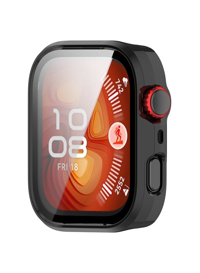 SJet Huawei Watch Fit 4 Case Hard PC Case with Tempered Glass Screen Protectors Full Protective Cover(Black)  - Image 3