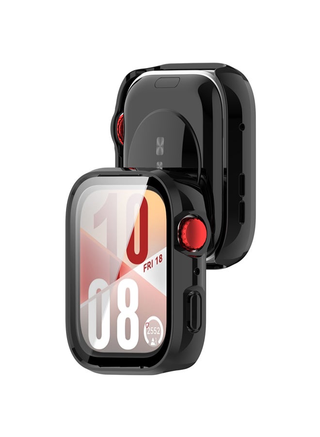 SJet Huawei Watch Fit 4 Case Hard PC Case with Tempered Glass Screen Protectors Full Protective Cover(Black)  - Image 2