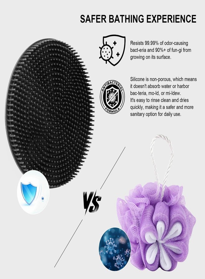 INNERNEED Food Grade Silicone Body Scrubber Gentle Exfoliating Brush for Women Men Deep Clean for All Skin Types, More Hygienic and Well Lather (Black+Dark Blue) - Image 3