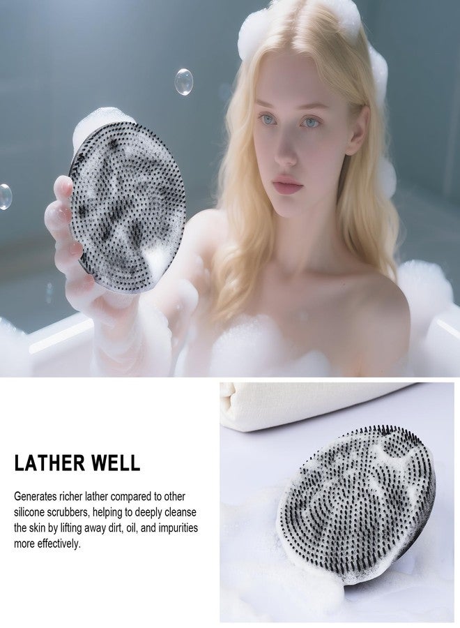 INNERNEED Food Grade Silicone Body Scrubber Gentle Exfoliating Brush for Women Men Deep Clean for All Skin Types, More Hygienic and Well Lather (Black+Dark Blue) - Image 5