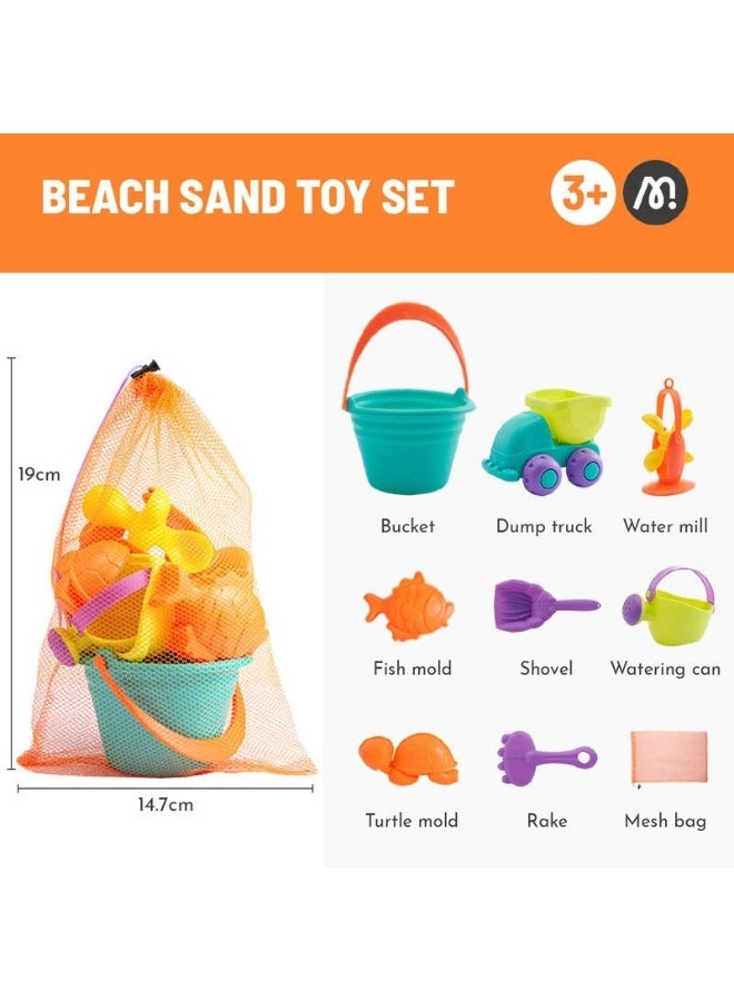 Mideer 8-in-1 Beach Toy Set for Kids – Sand & Water Play Set with Bucket, Shovel, Rake, Dump Truck, Watering Can, Watermill & Sand Molds, Outdoor Beach Sandbox Toys for Kids Age 3+ - Image 2