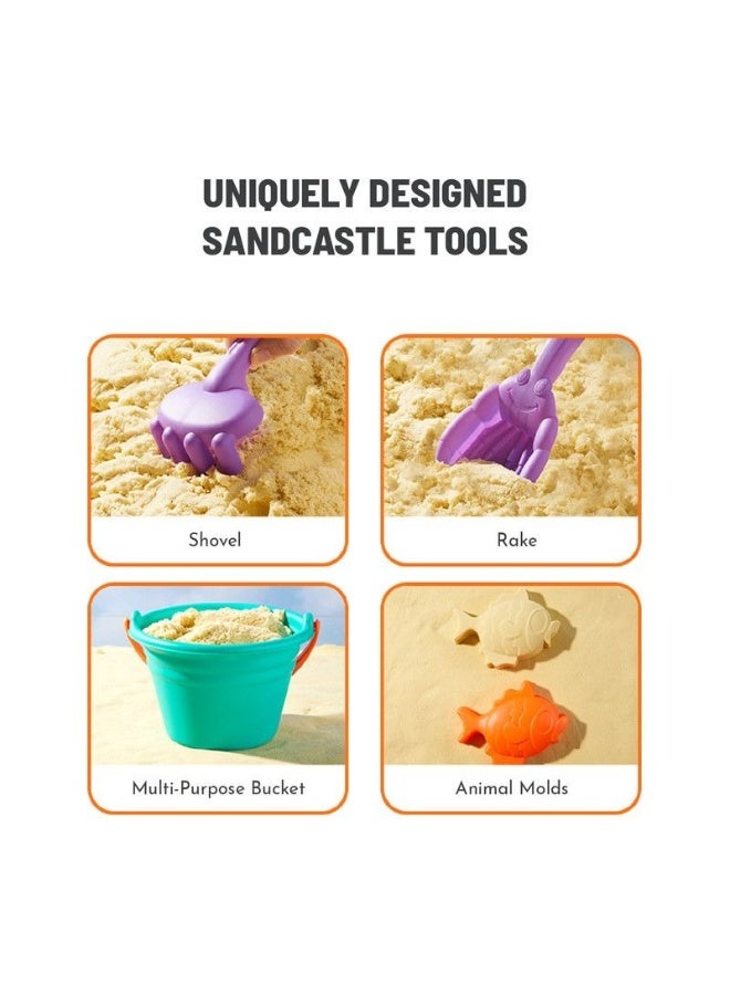 Mideer 8-in-1 Beach Toy Set for Kids – Sand & Water Play Set with Bucket, Shovel, Rake, Dump Truck, Watering Can, Watermill & Sand Molds, Outdoor Beach Sandbox Toys for Kids Age 3+ - Image 4