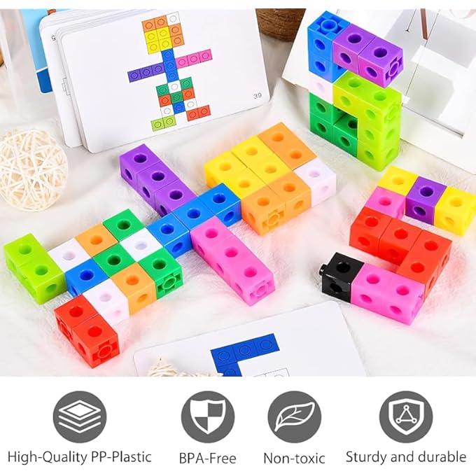 ألعاب رياضية تعليمية مكعبات للأطفال مع بطاقة نشاط، موارد تعليمية مكعبات تناسب (مجموعة من 100) مجموعة نشاط للهدايا للبنات والأولاد من 3 إلى 8 سنوات - Image 5