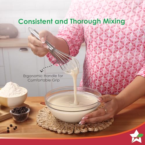 Wonderchef Ambrosia Whisk | Food-Grade Stainless-Steel | Comfortable Handle | Multi-Purpose Kitchen Tool – for Blending, Whisking, Egg Beating, Stirring, Baking | Compact Design |1-Year Warranty - Image 3