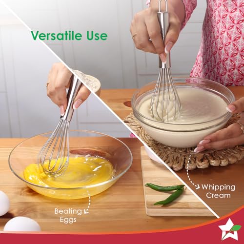 Wonderchef Ambrosia Whisk | Food-Grade Stainless-Steel | Comfortable Handle | Multi-Purpose Kitchen Tool – for Blending, Whisking, Egg Beating, Stirring, Baking | Compact Design |1-Year Warranty - Image 4