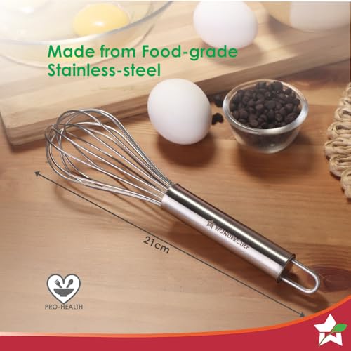 Wonderchef Ambrosia Whisk | Food-Grade Stainless-Steel | Comfortable Handle | Multi-Purpose Kitchen Tool – for Blending, Whisking, Egg Beating, Stirring, Baking | Compact Design |1-Year Warranty - Image 5