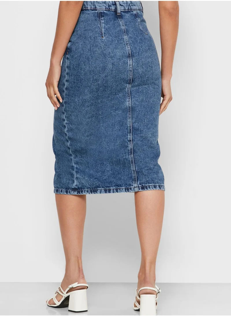 Reserved Button Down Denim Skirt