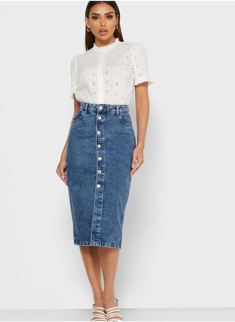Reserved Button Down Denim Skirt
