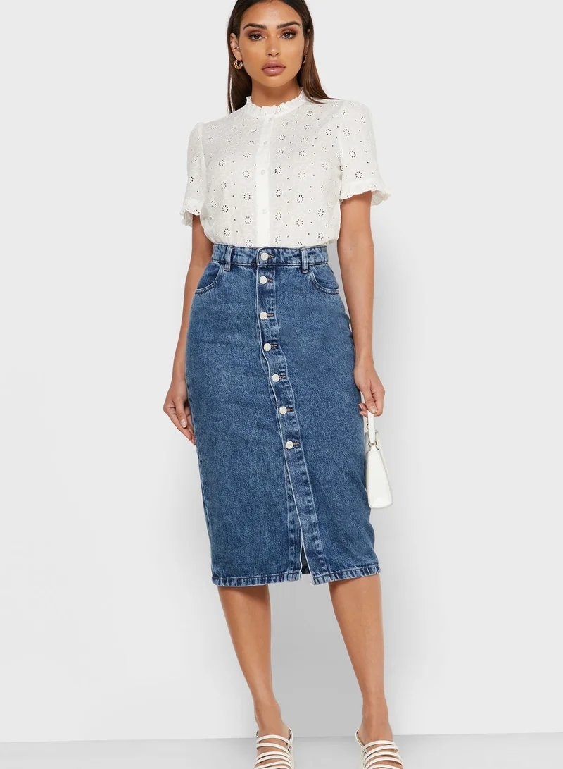 Reserved Button Down Denim Skirt