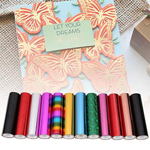 Briartw 5mx15cm Transfer Sheets，196.8"5.9" Metallic Variety Pack Hot Foil Roll Heat Activated Foil，Foil Transfer Sheets (11 Colors Together) - Image 4