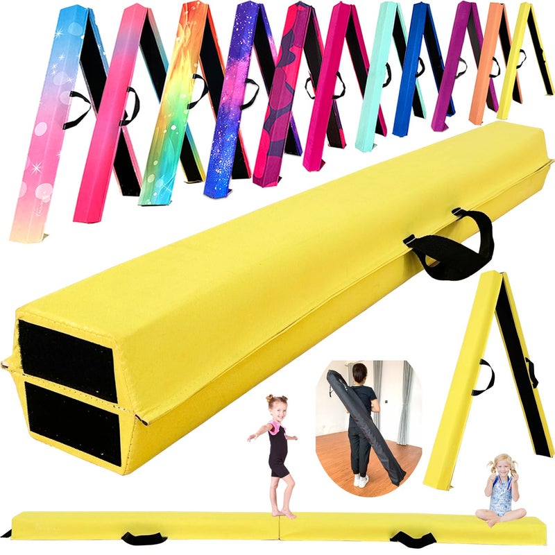 MARFULA 6 FT / 8 FT / 9 FT Folding Gymnastics Beam Foam Balance Floor Beam - Extra Firm - Suede Cover - Anti Slip Bottom with Carry Bag for Kids/Adults Home Use - Image 1
