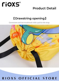 RIOXS Drawstring Backpack Bag Waterproof Beach BackPack With Shoe Compartment Kid Swim Bag Sports Gym Backpack for Girls and Boys  - Image 3