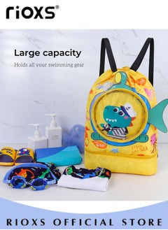 RIOXS Drawstring Backpack Bag Waterproof Beach BackPack With Shoe Compartment Kid Swim Bag Sports Gym Backpack for Girls and Boys  - Image 4