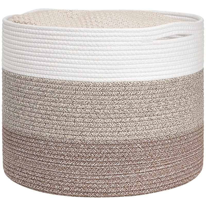 Goodpick Large Woven Basket Blanket Basket Living Room 158x158x138 Woven Storage Bin for Baby Laundry Light Brown - Image 2