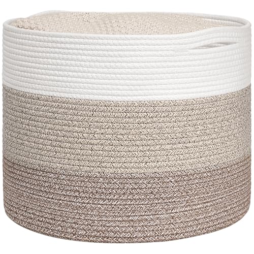 Goodpick Large Woven Basket Blanket Basket Living Room 158x158x138 Woven Storage Bin for Baby Laundry Light Brown - Image 1