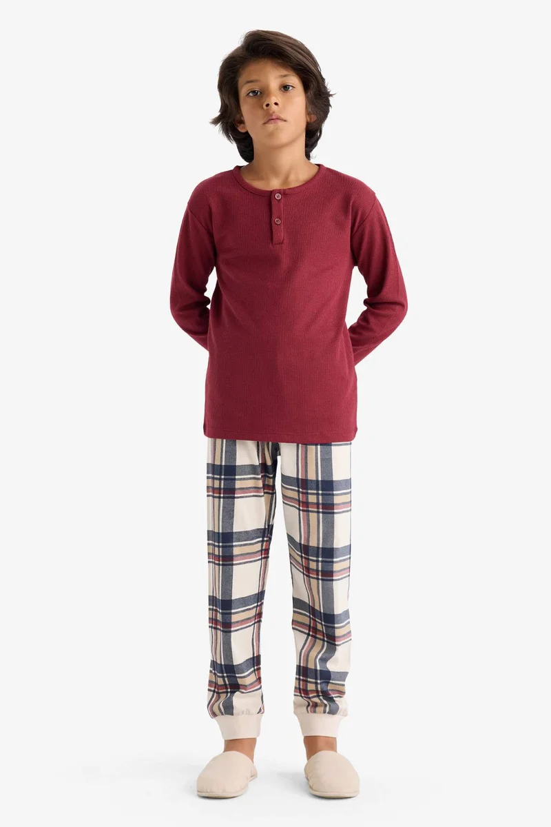 ديفاكتو Boy Regular Fit Waffle 2 Piece Pajama Set
