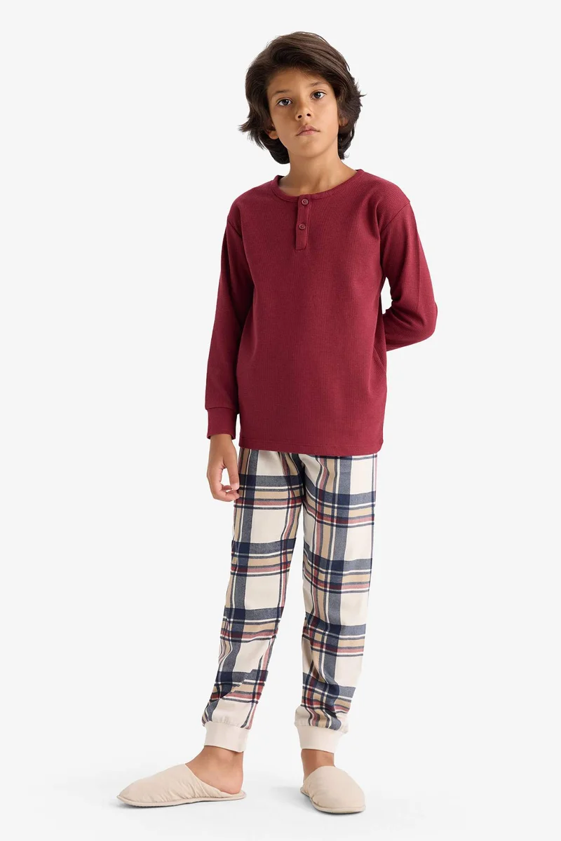 ديفاكتو Boy Regular Fit Waffle 2 Piece Pajama Set