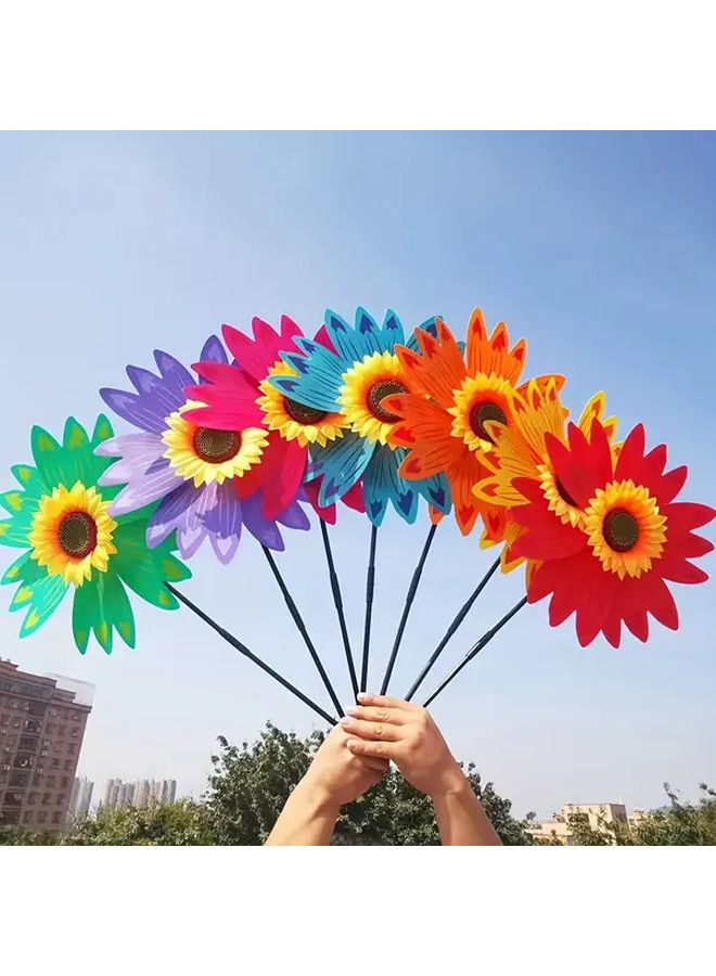 Purple Sunflower Windmill Handheld Toy Garden Yard Decor Orange Red Blue Yellow - Image 1