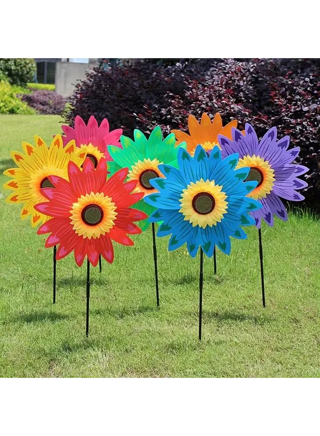 Purple Sunflower Windmill Handheld Toy Garden Yard Decor Orange Red Blue Yellow - Image 4